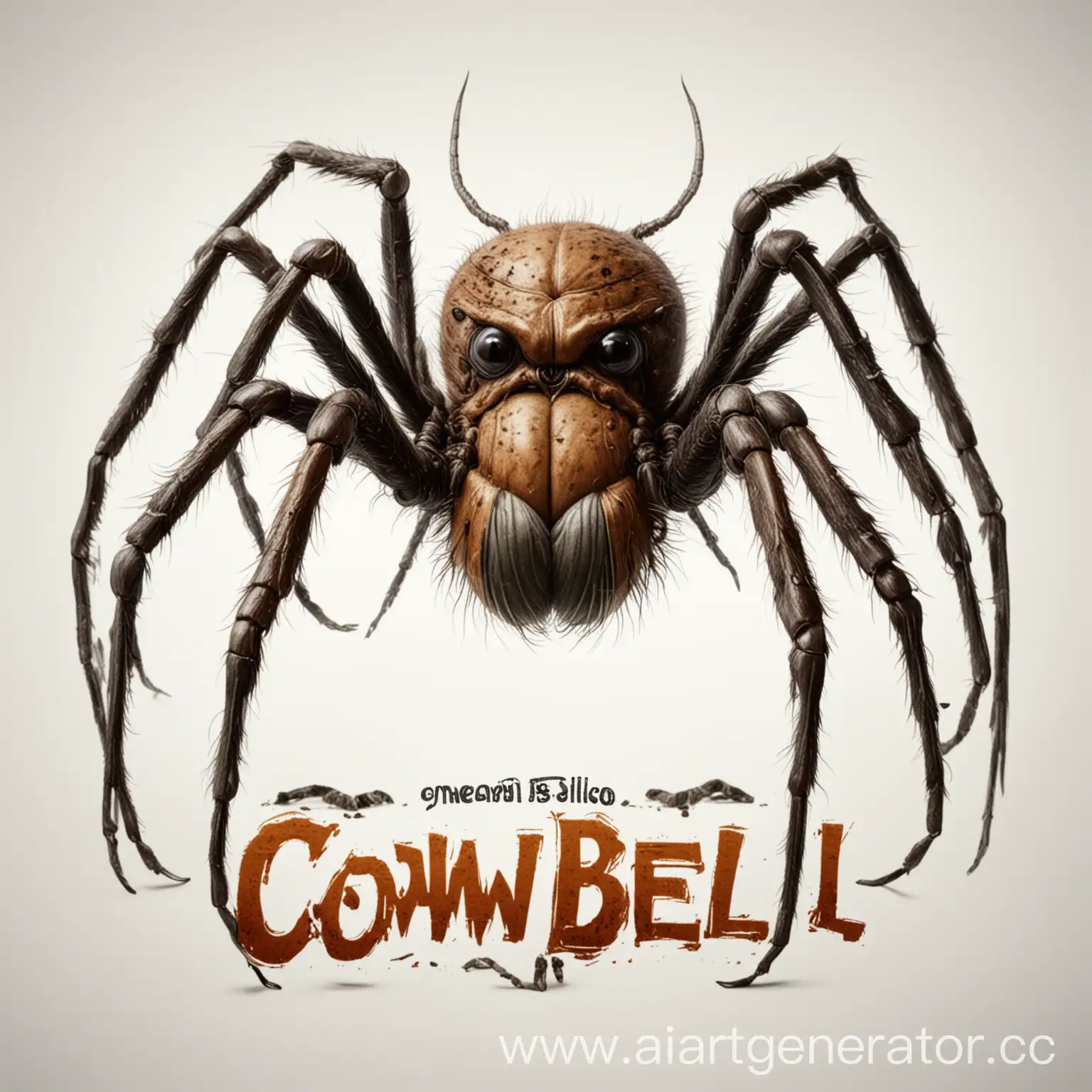 Brazilian-Funk-Style-Huge-Spider-on-White-Background-with-Cowbell-Inscription