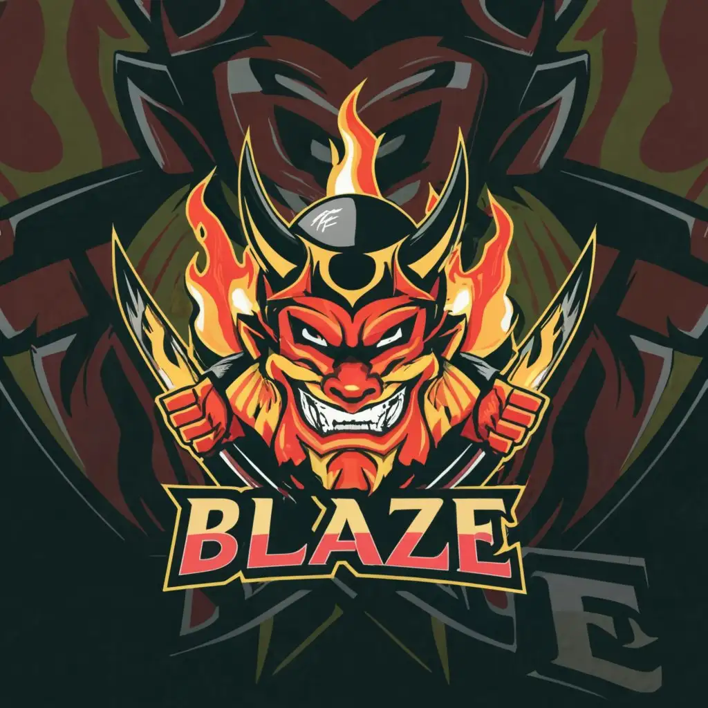 a logo design,with the text "BlaZe", main symbol:Japanese Oni,Moderate,clear background