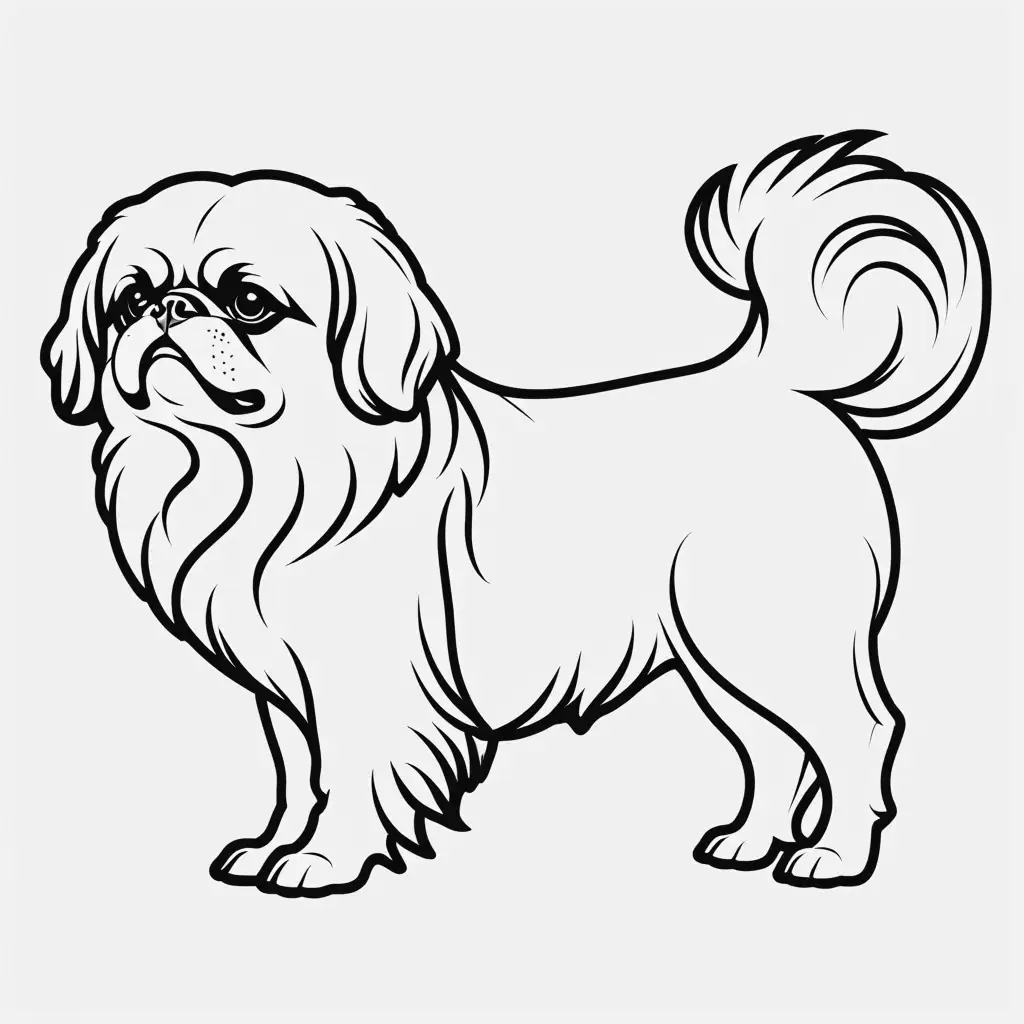 simple outline of a pekingese dog
