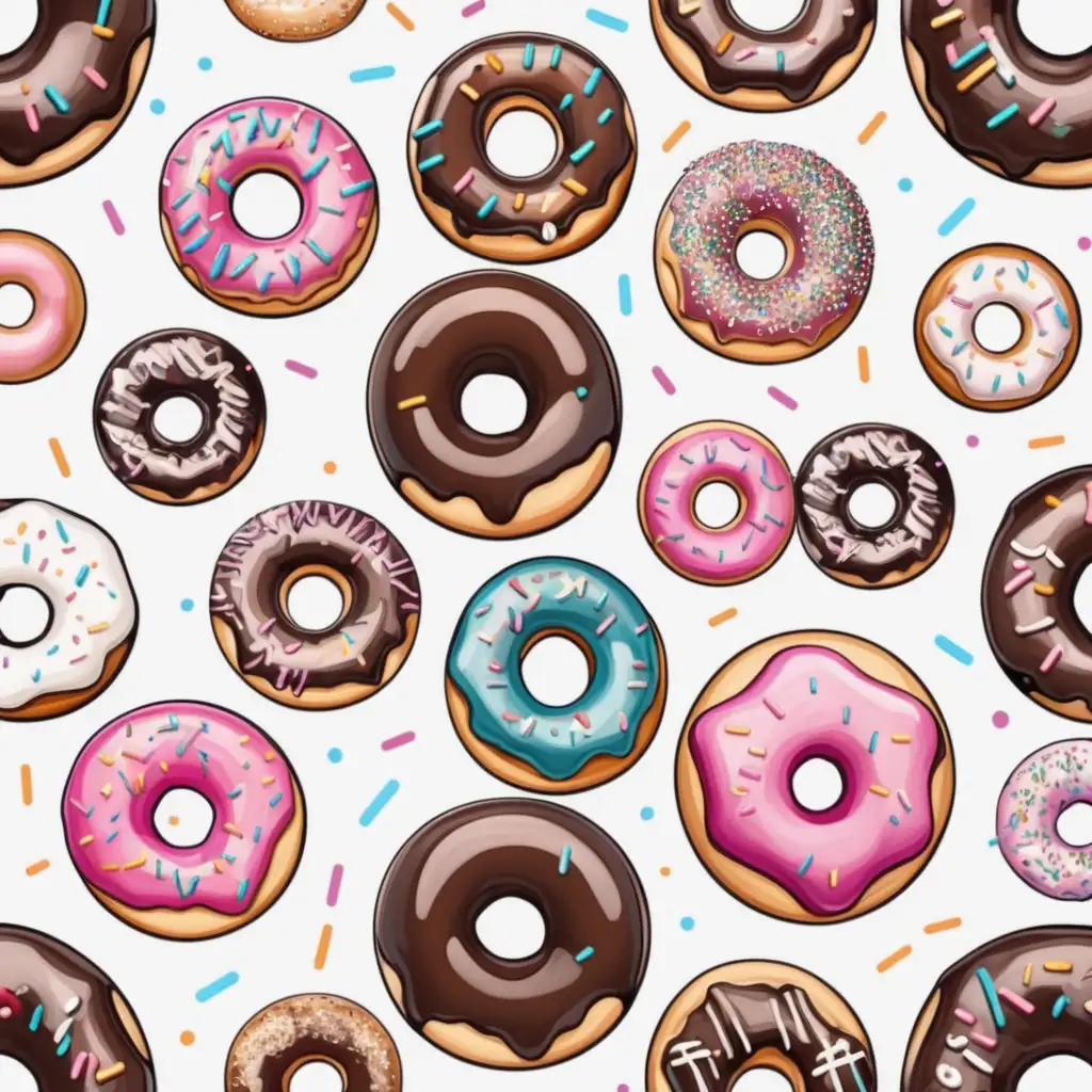 Colorful Donuts Display Tempting Sweet Treats Arrayed in Vibrant Hues