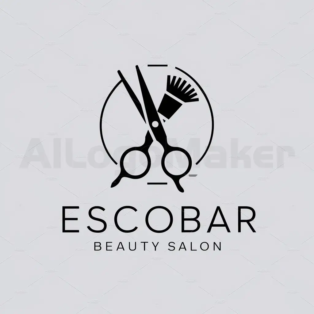 a logo design,with the text "Escobar Beauty Salon", main symbol:Hair cut and beauty,Moderate,be used in salon industry,clear background