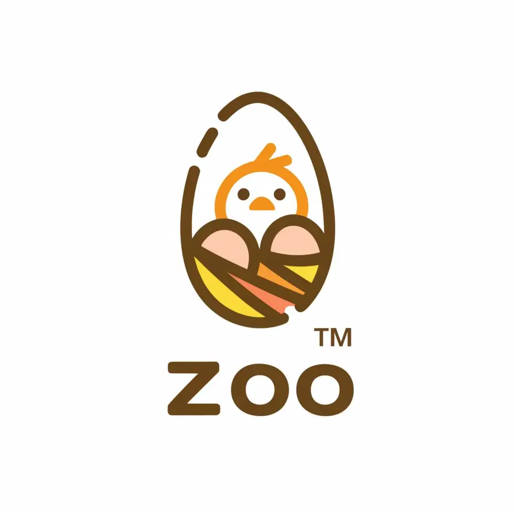 a logo design,with the text "zoo", main symbol:chick in egg,Moderate,clear background