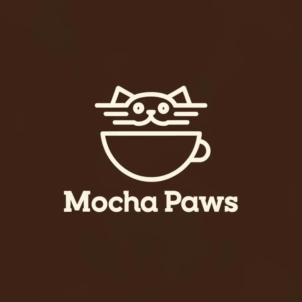 a logo design,with the text "mocha paws", main symbol:Combine elements of coffee and cats in a playful and inviting way.,Minimalistic,be used in Others industry,clear background