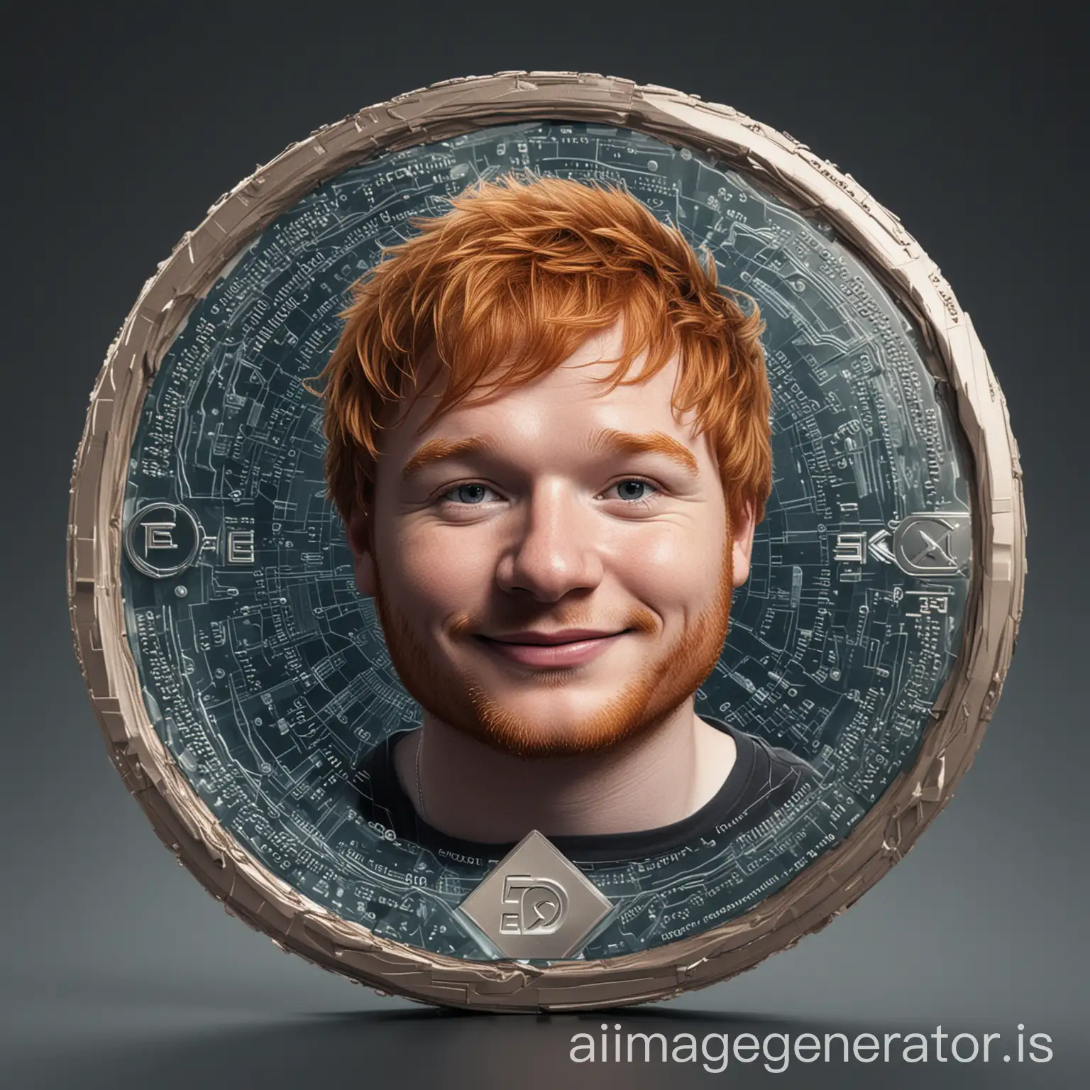 Futuristic-Crypto-Currency-Token-with-3D-Photo-of-Ed-Sheeran