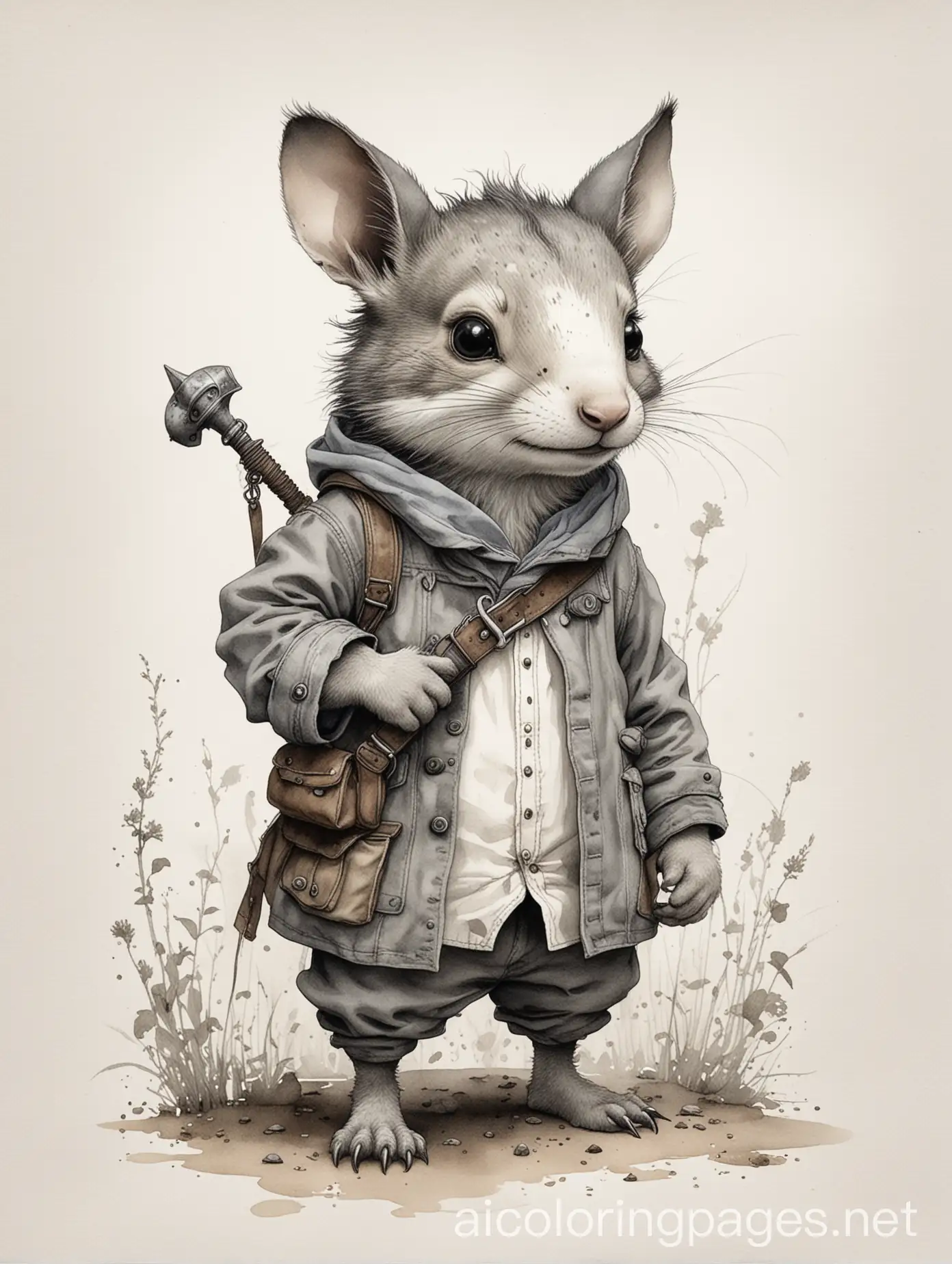 Cute-Little-Animal-Watercolor-Painting-Coloring-Page-by-JeanBaptiste-Monge