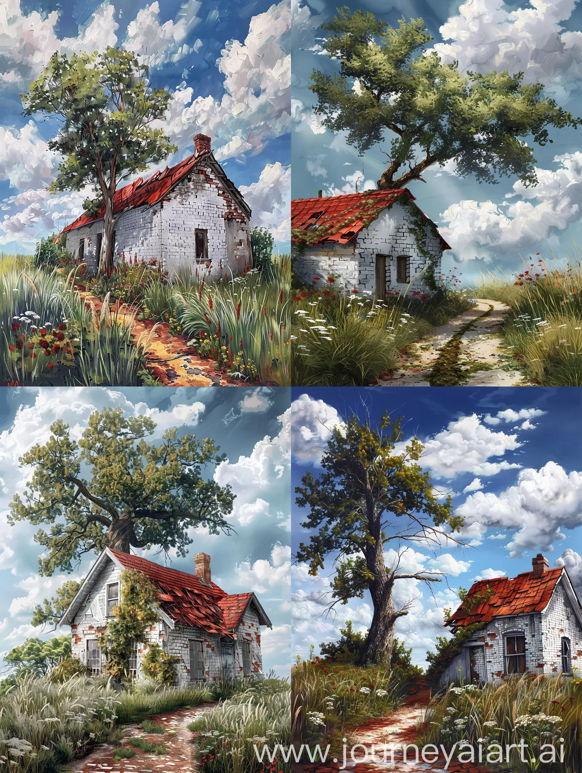 Abandoned-Old-House-Overtaken-by-Nature-Realism-and-Abstraction-Painting