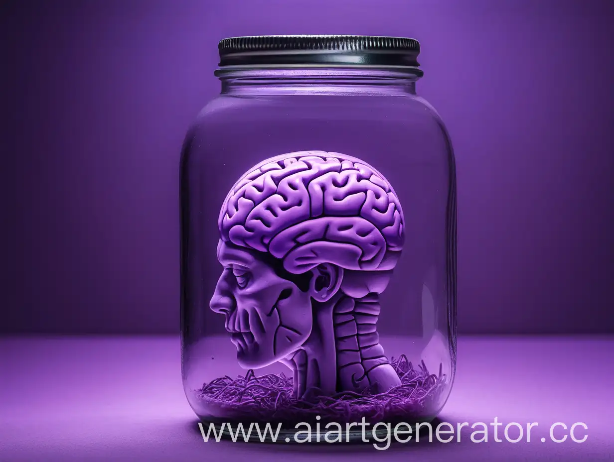 Mysterious-PurpleToned-Brain-Suspended-in-a-Jar