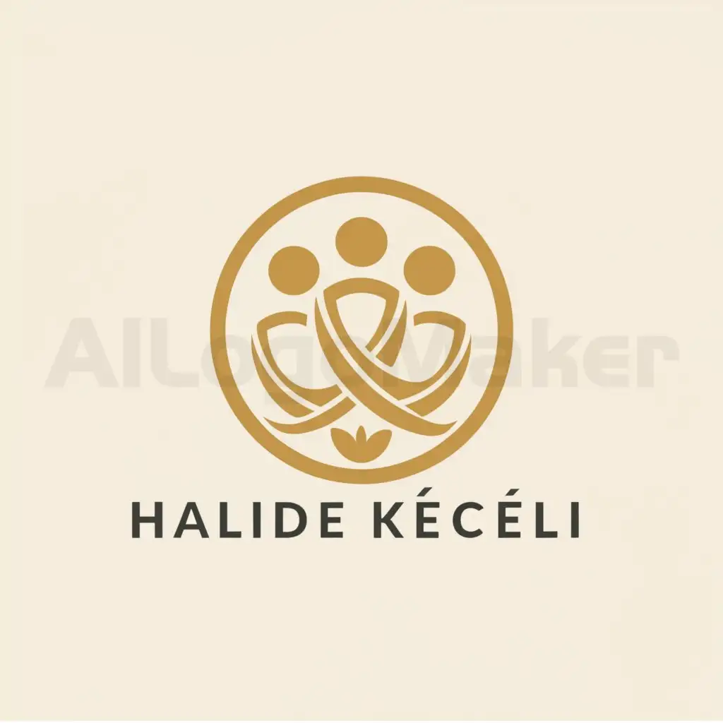 a logo design,with the text "Halide Keçeli", main symbol:A logo about lovely family, consisting of parents and children,Minimalistic,be used in Home Family industry,clear background,Minimalistic,be used in Home Family industry,clear background
