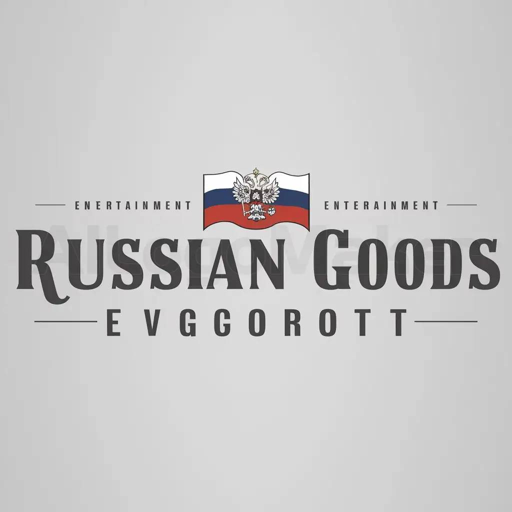 a logo design,with the text "Russian Goods", main symbol:Russian flag,Moderate,be used in Entertainment industry,clear background