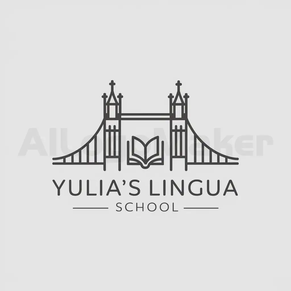 LOGO-Design-For-Yulias-Lingua-School-Tower-Bridge-Book-with-a-Clear-Background