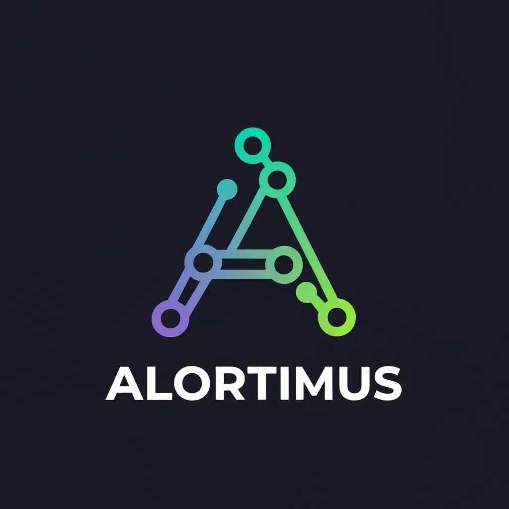 a logo design,with the text 'Algoritimus', main symbol:Code, programming, data,Minimalistic,be used in Technology industry,clear background