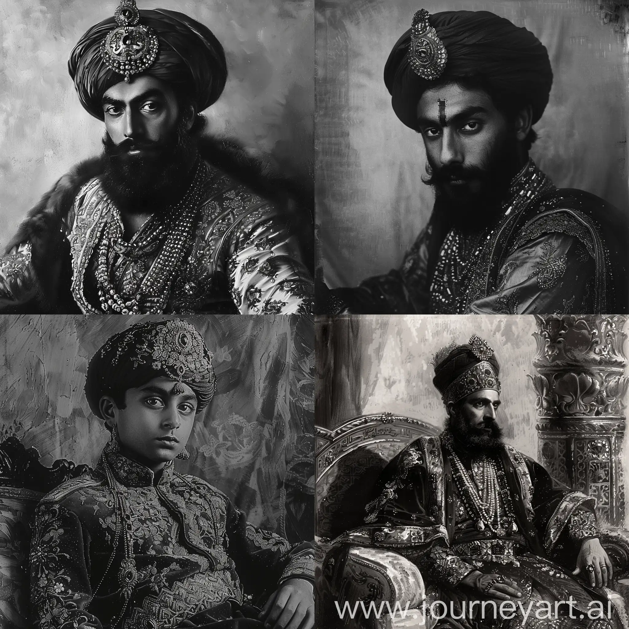 Portrait-of-Young-Persian-King-Naserdin-Mirza-in-Classic-Black-and-White