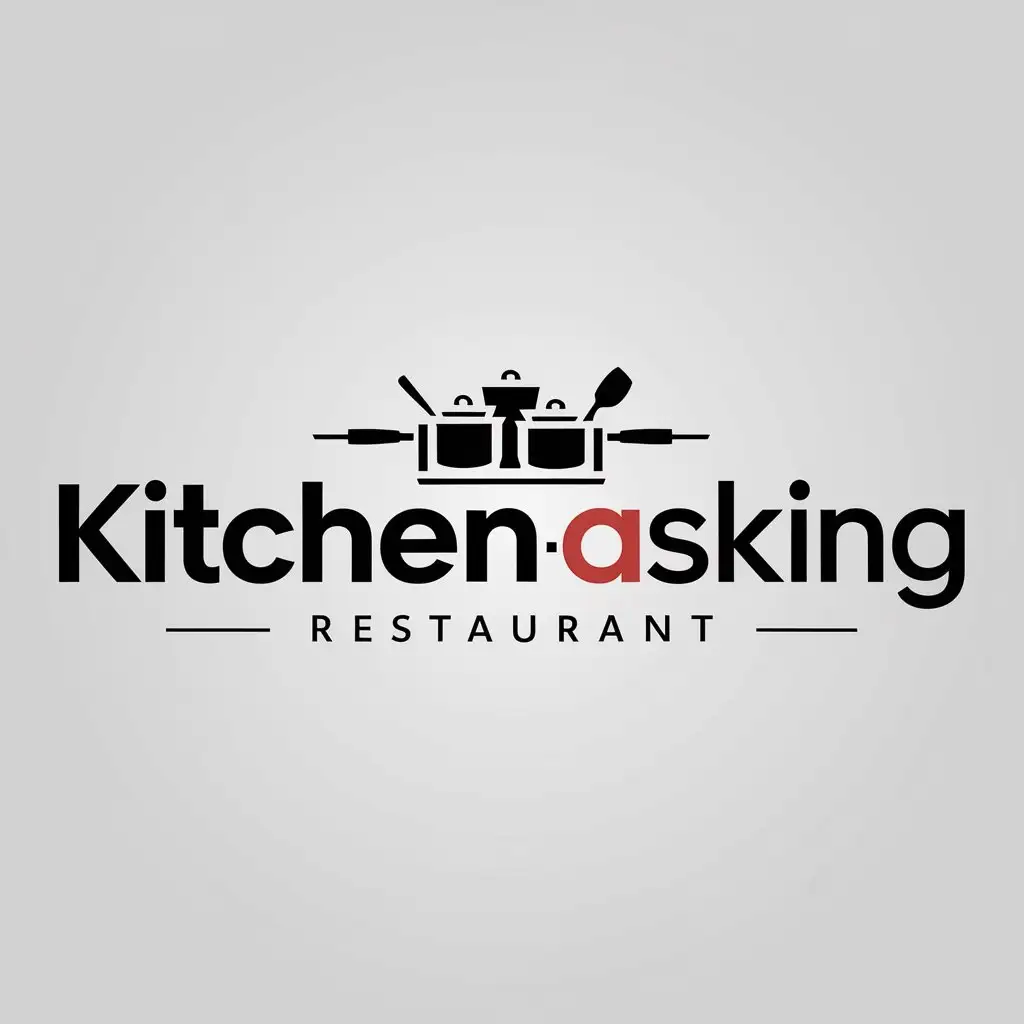 a logo design,with the text "kitchenasking", main symbol:kitchen,Moderate,be used in Restaurant industry,clear background