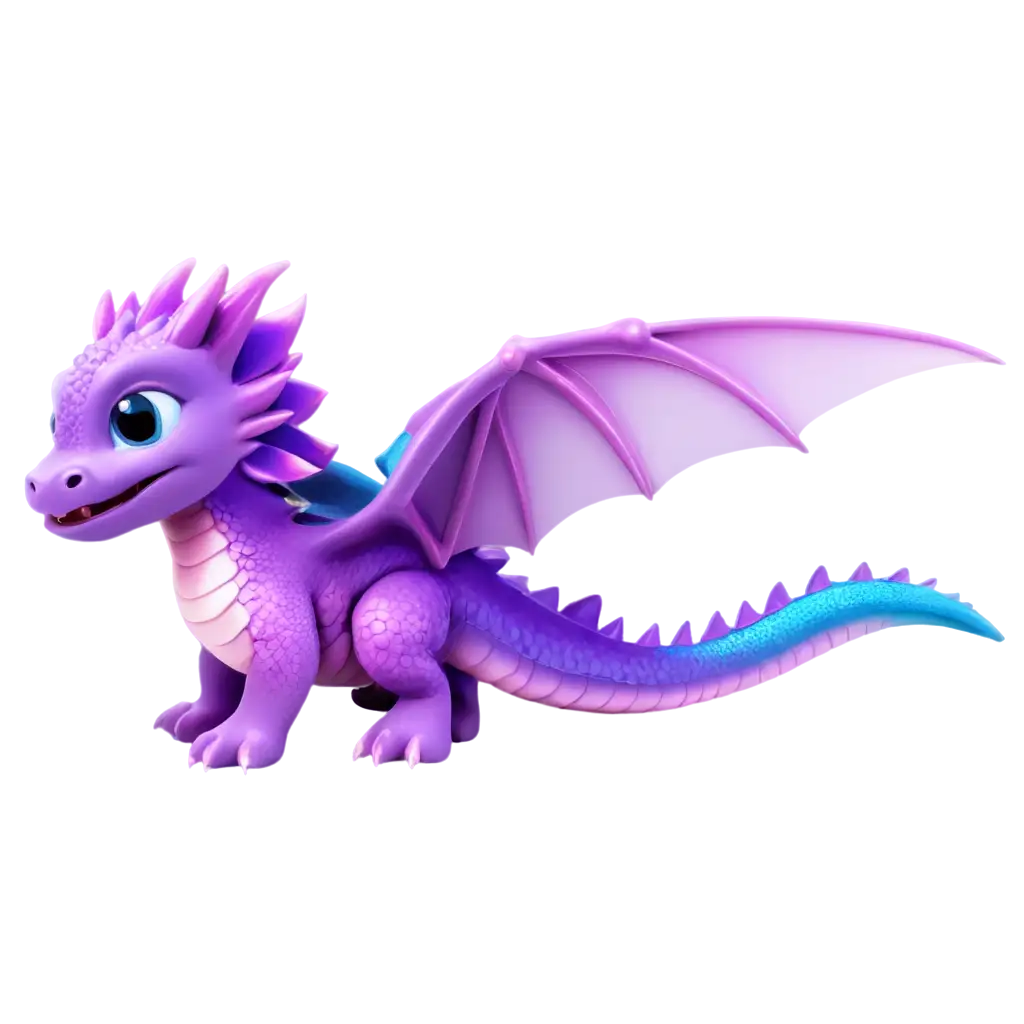 Regal purple and pink baby dragon hatchling with blue eyes