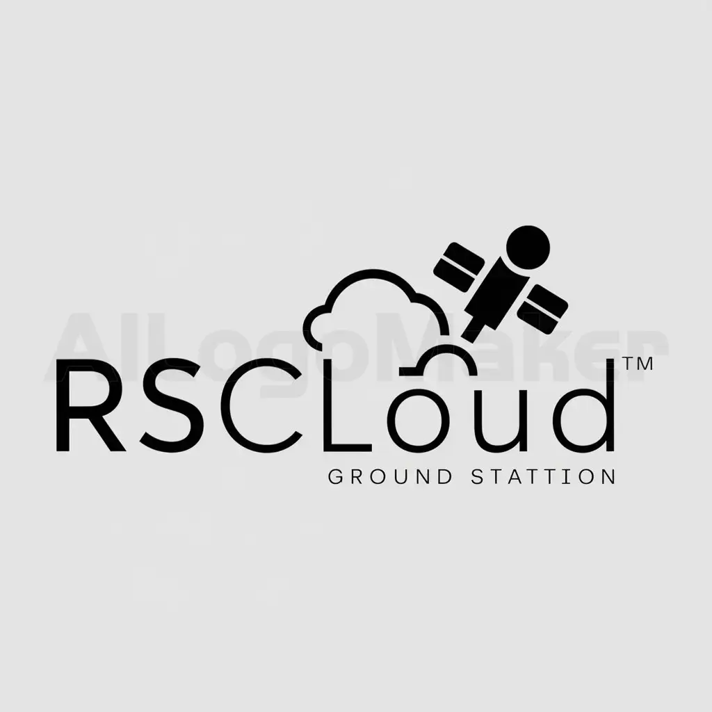 a logo design,with the text "RSCLOUD", main symbol:satellite/cloud/ground station,Moderate,be used in Technology industry,clear background
