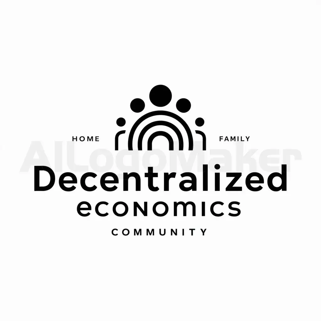 a logo design,with the text "DECENTRALIZED ECONOMICS COMMUNITY", main symbol:GROUP OF PEOPLE,Moderate,be used in Home Family industry,clear background