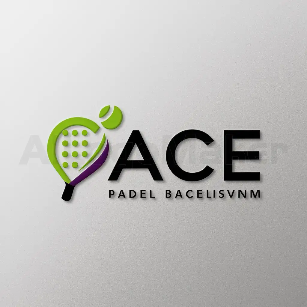 LOGO-Design-For-ACE-Minimalistic-Padel-Paddle-and-Ball-in-Green-Purple-and-Black