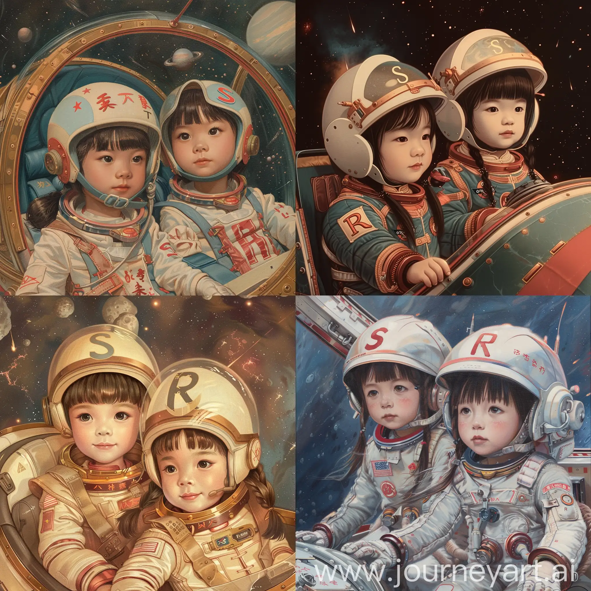 Chinese-Sisters-Piloting-Spaceship-in-Space-Exploration-Adventure