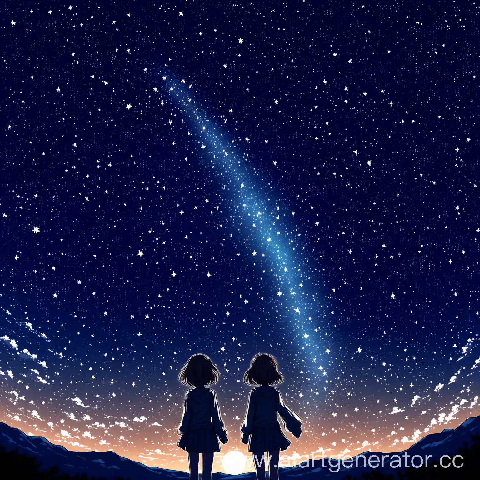 Anime-Style-Starry-Sky-Illustration-Serene-Night-Landscape-with-Glowing-Stars
