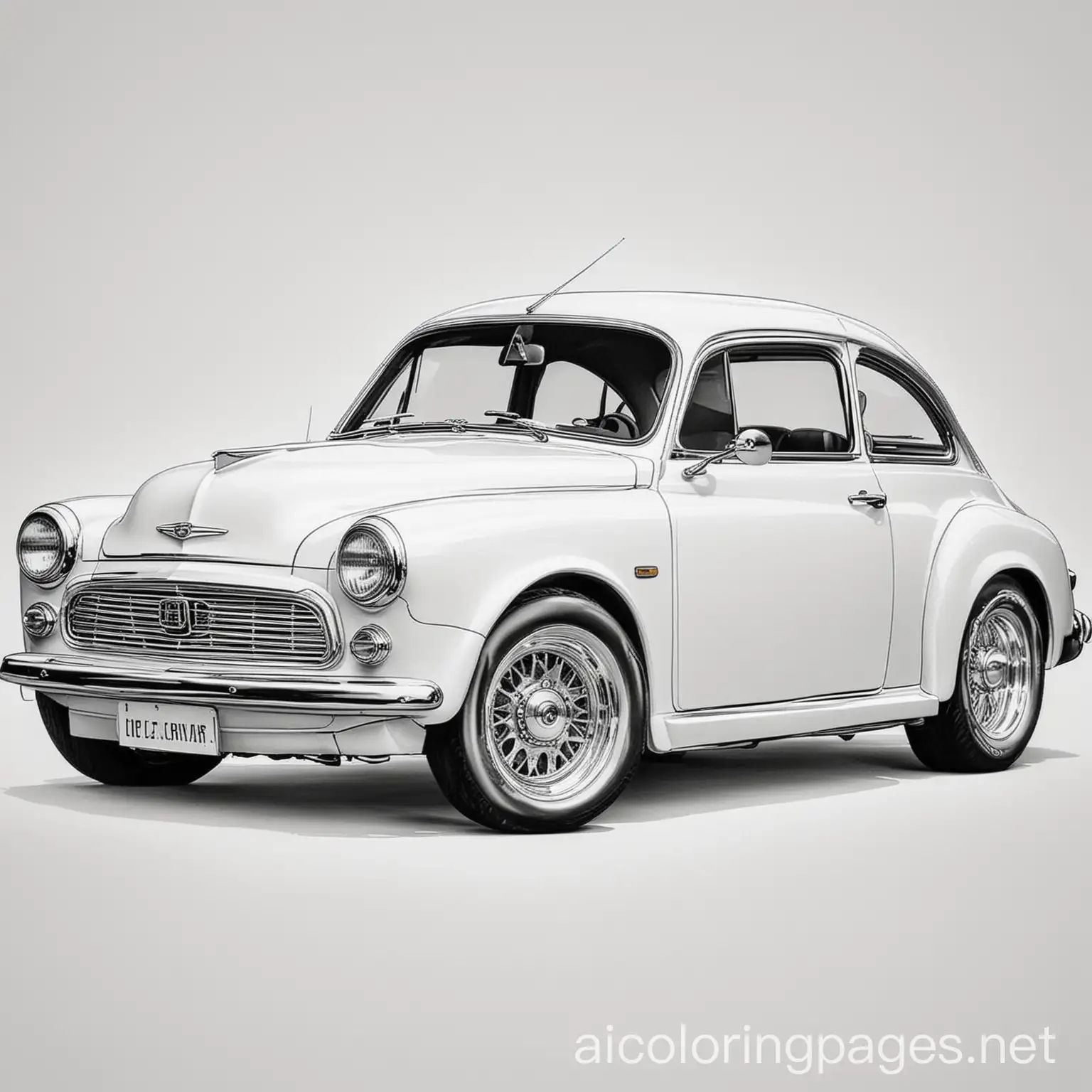 tends to be cars, Coloring Page, black and white, line art, white background, Simplicity, Ample White Space