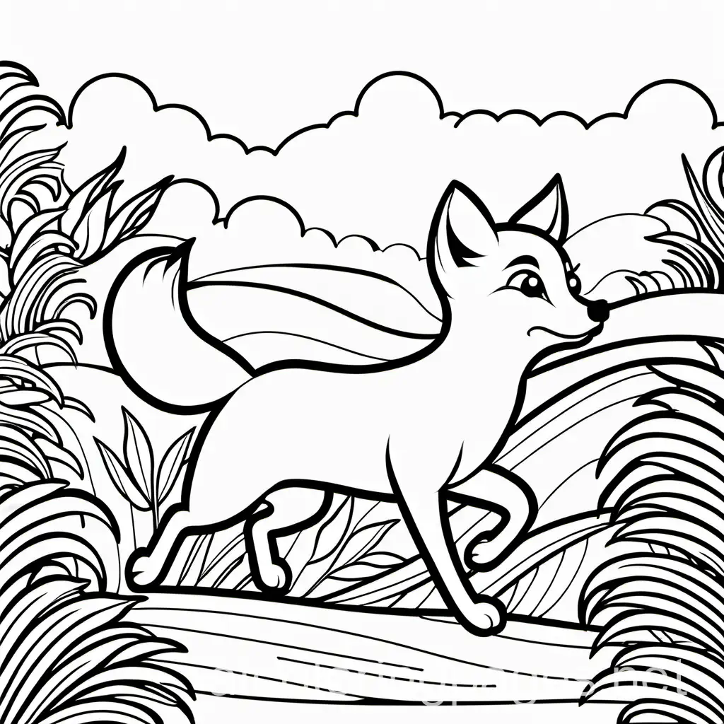 Running-Little-Fox-Coloring-Page