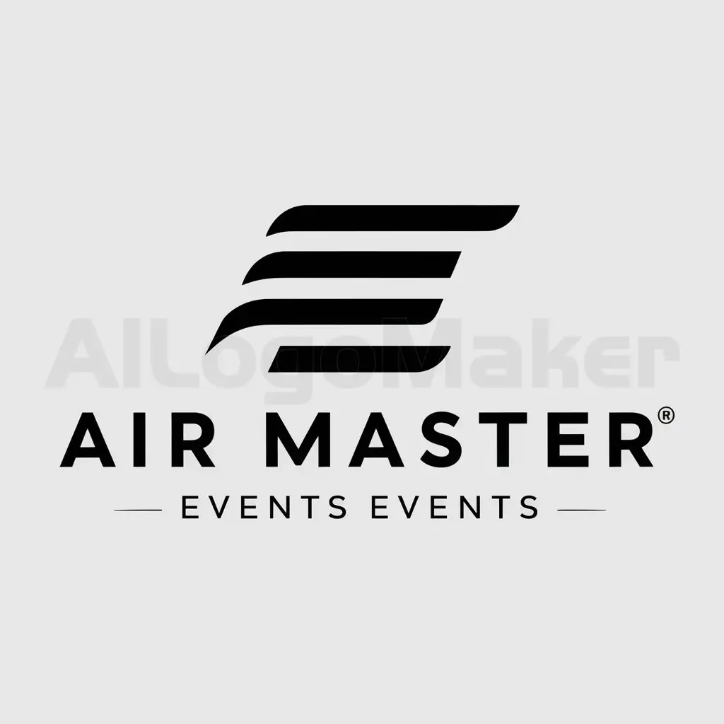 a logo design,with the text "Air Master", main symbol:E,Moderate,be used in Events industry,clear background