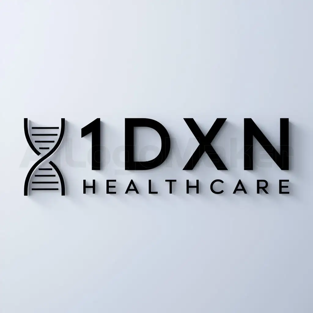 a logo design,with the text "1DXN Healthcare", main symbol:DNA,Minimalistic,be used in Medical Dental industry,clear background