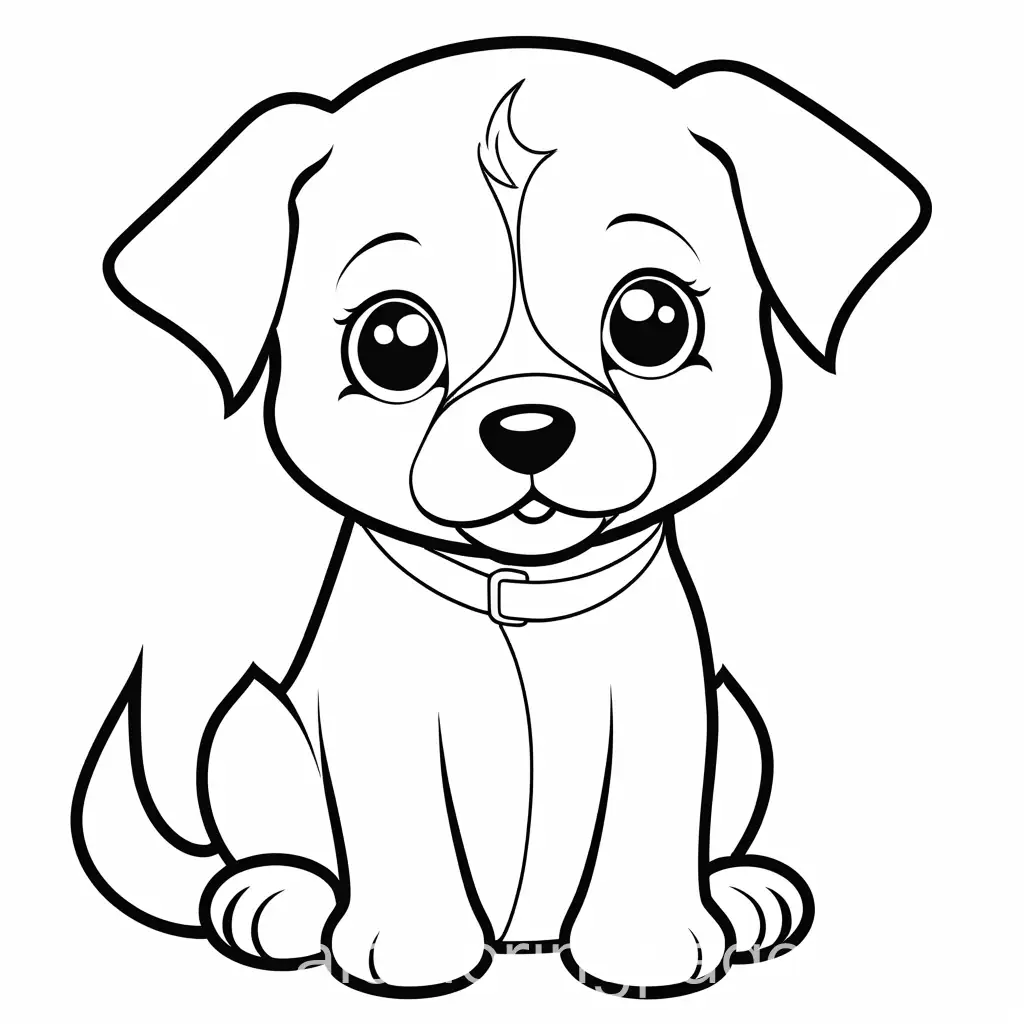 Cute puppy  no background, Coloring Page, black and white, line art, white background, Simplicity, Ample White Space. The background of the coloring page is plain white to make it easy for young children to color within the lines. The outlines of all the subjects are easy to distinguish, making it simple for kids to color without too much difficulty, Coloring Page, black and white, line art, white background, Simplicity, Ample White Space. The background of the coloring page is plain white to make it easy for young children to color within the lines. The outlines of all the subjects are easy to distinguish, making it simple for kids to color without too much difficulty