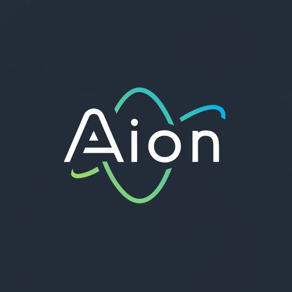 a logo design,with the text "aion", main symbol:Symbol: A stylized infinity symbol (∞) could represent financial stability and longevity.
Colors: Blue or green could evoke trust, security, and growth.
Font: A clean and professional sans-serif font for readability.,Minimalistic,be used in Finance industry,clear background