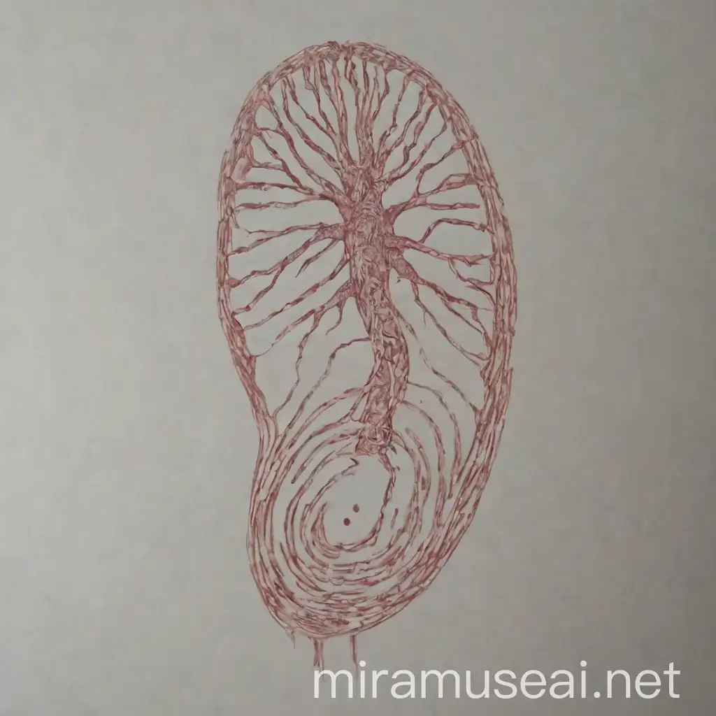 Human Kidney with Fingerprint Pattern Medical Science Illustration
