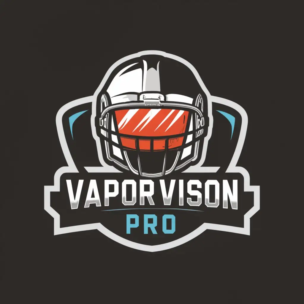 a logo design,with the text "VaporVison Pro", main symbol:a reflective football visor,Moderate,be used in Sports Fitness industry,clear background