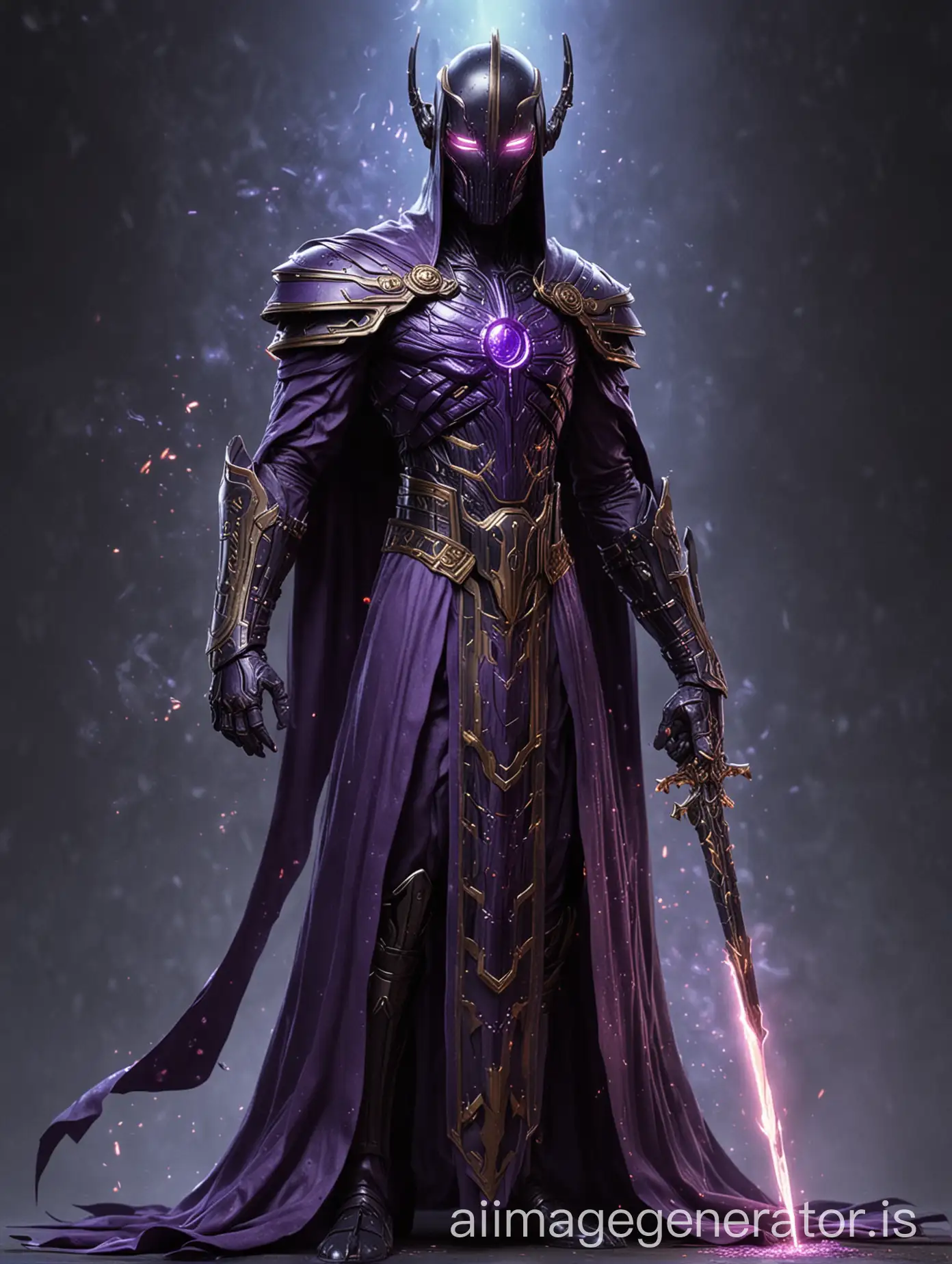 Legendary Enderman Warrior Emperor in Purple Robes | AI Image Generator