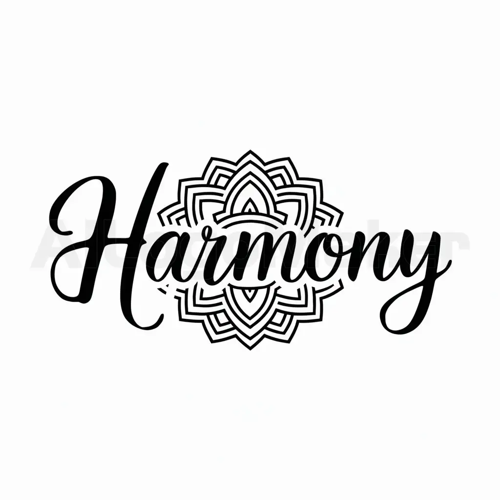 a logo design,with the text "Harmony", main symbol:Fashionable logo in the style of mantras,Moderate,be used in Isoterica industry,clear background