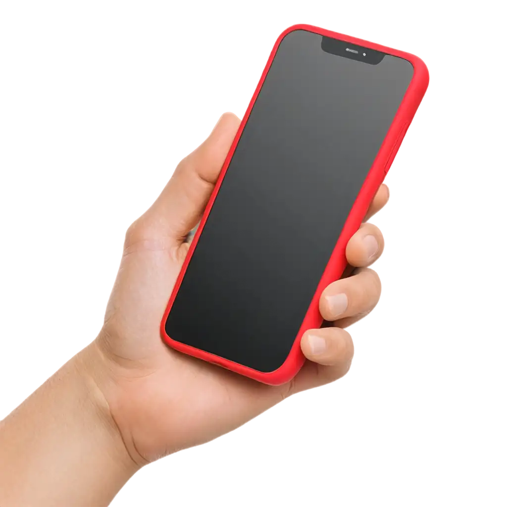 iphone 11 in red case, horizontal plane