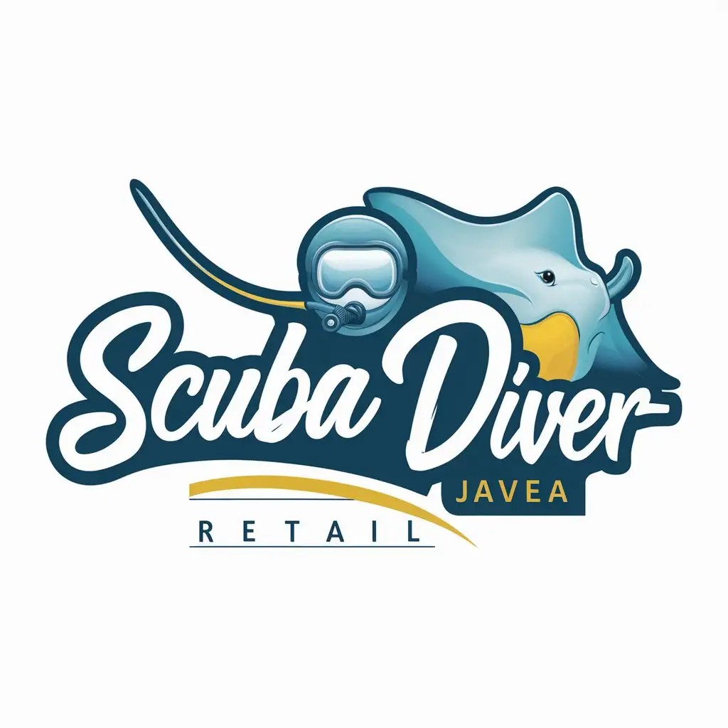 a logo design,with the text "Scuba Diver Javea", main symbol:Scuba Diver Ocean Stingray,Moderate,be used in Retail industry,clear background