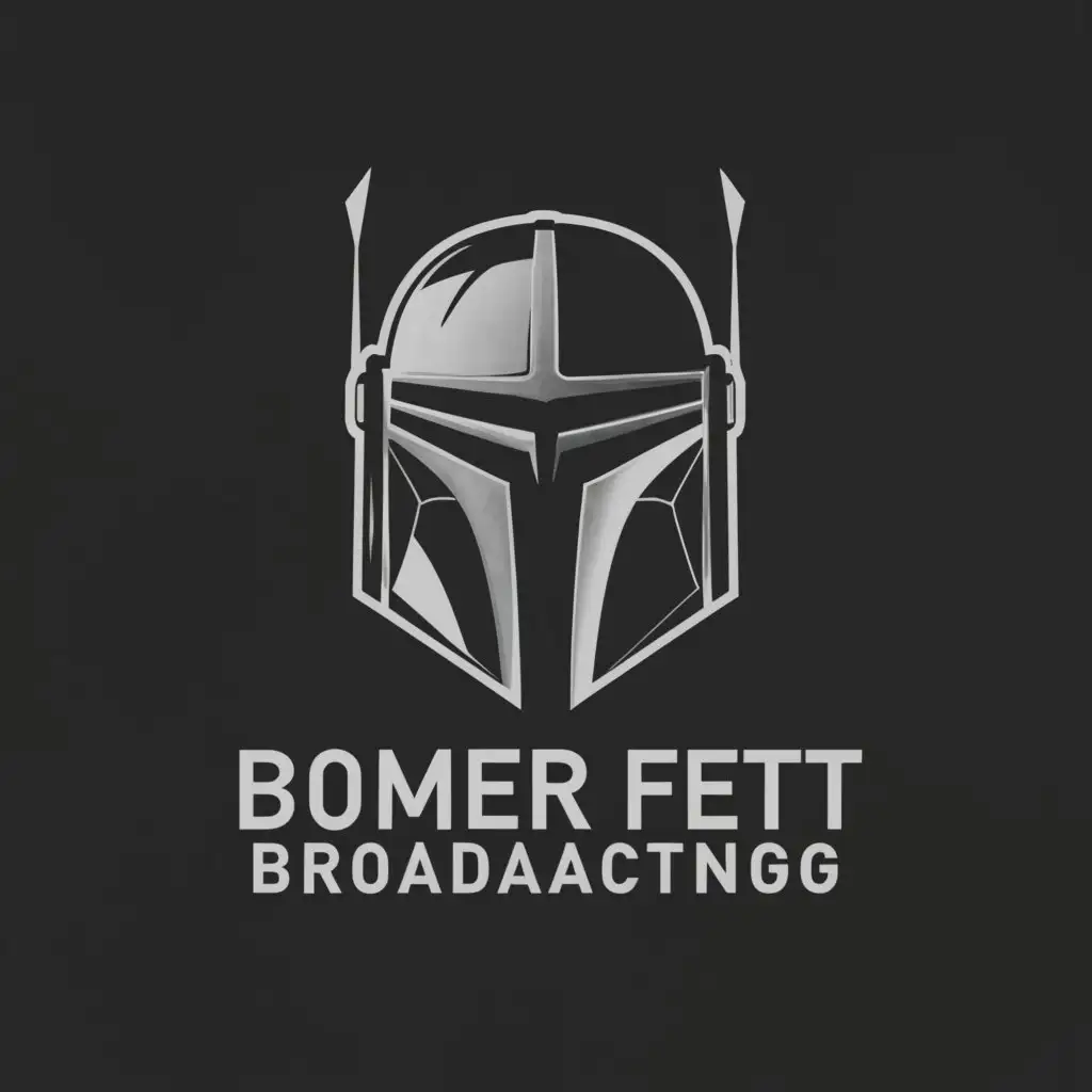 a logo design,with the text "Bomer Fett Broadcasting", main symbol:Mandalorian,Moderate,be used in Others industry,clear background