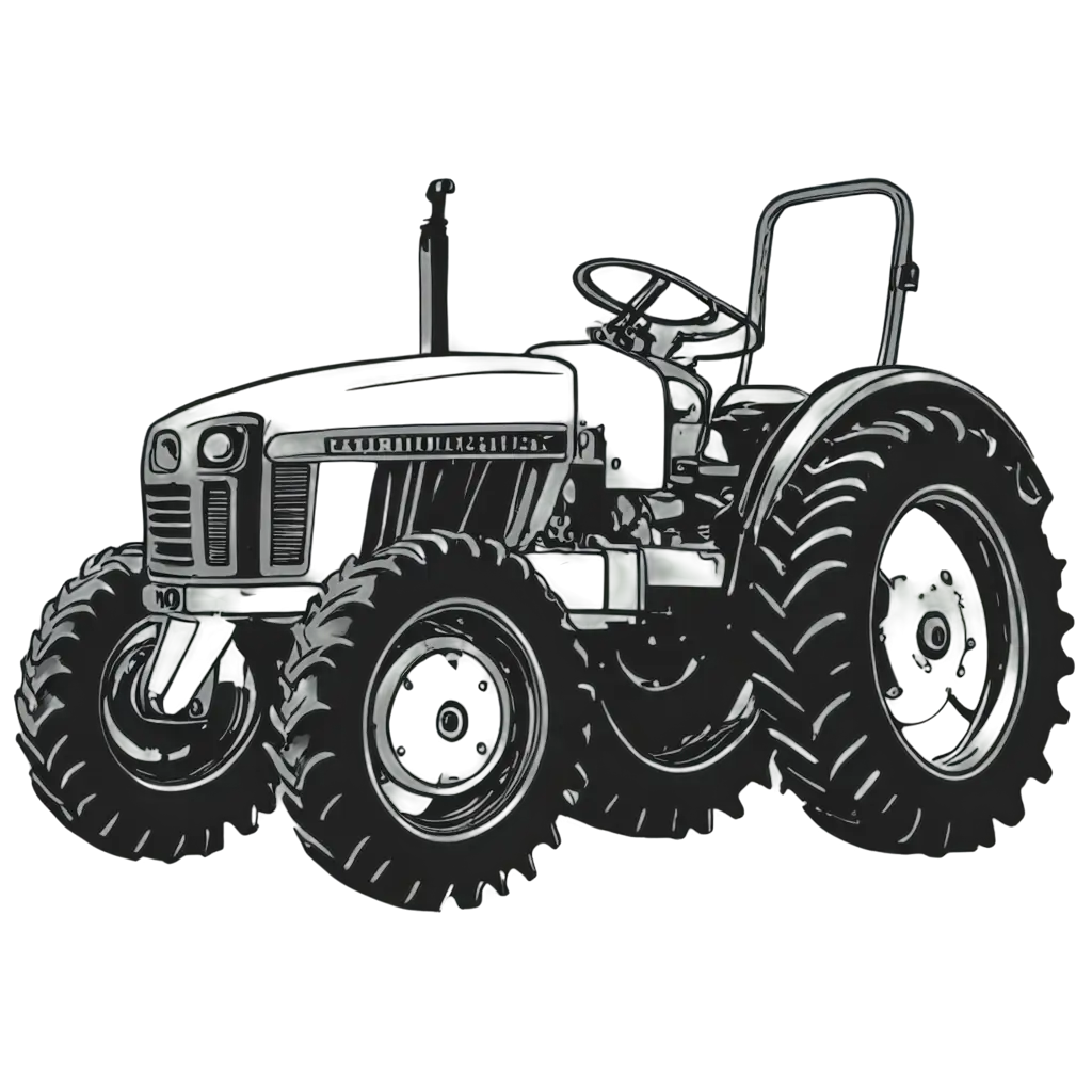 Outline sketch of tractor with white background