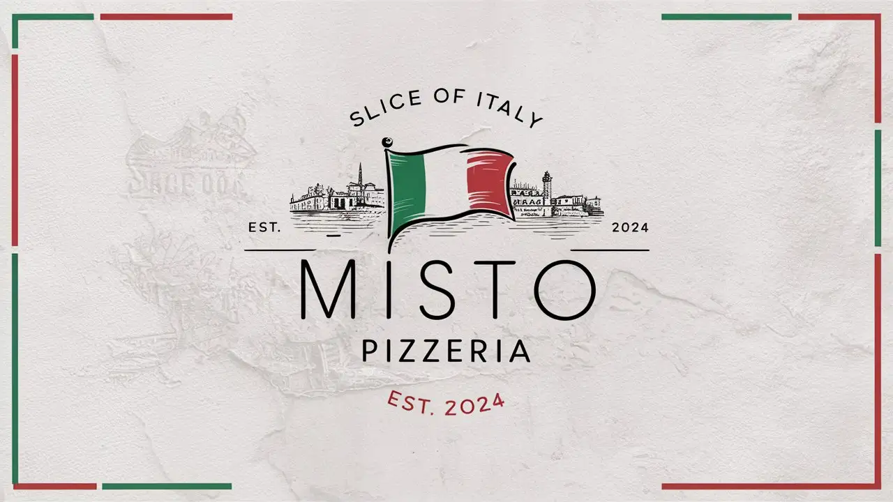 Misto Pizzeria Vintage Italian Letter Mark with Edge Decoration