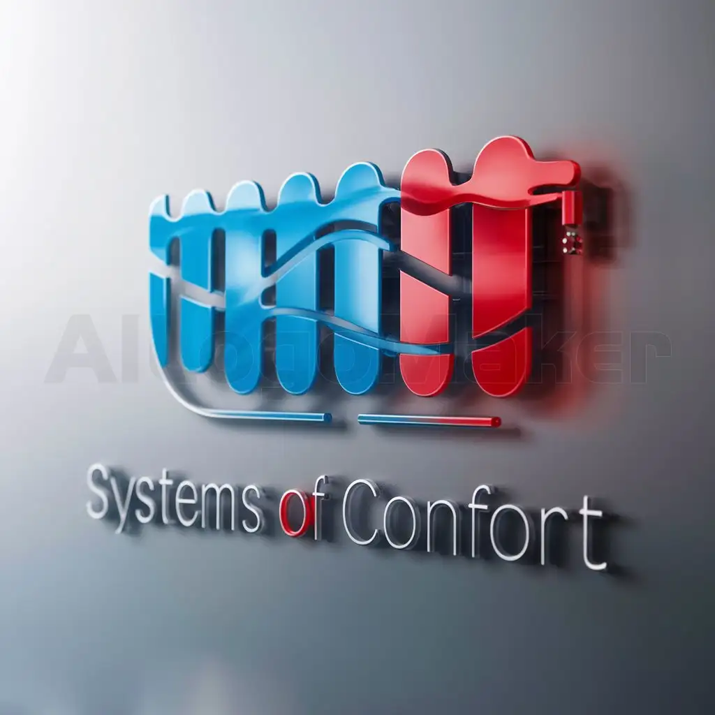 a logo design,with the text "Systems of Comfort", main symbol:radiator water blue red,Moderate,be used in Construction industry,clear background