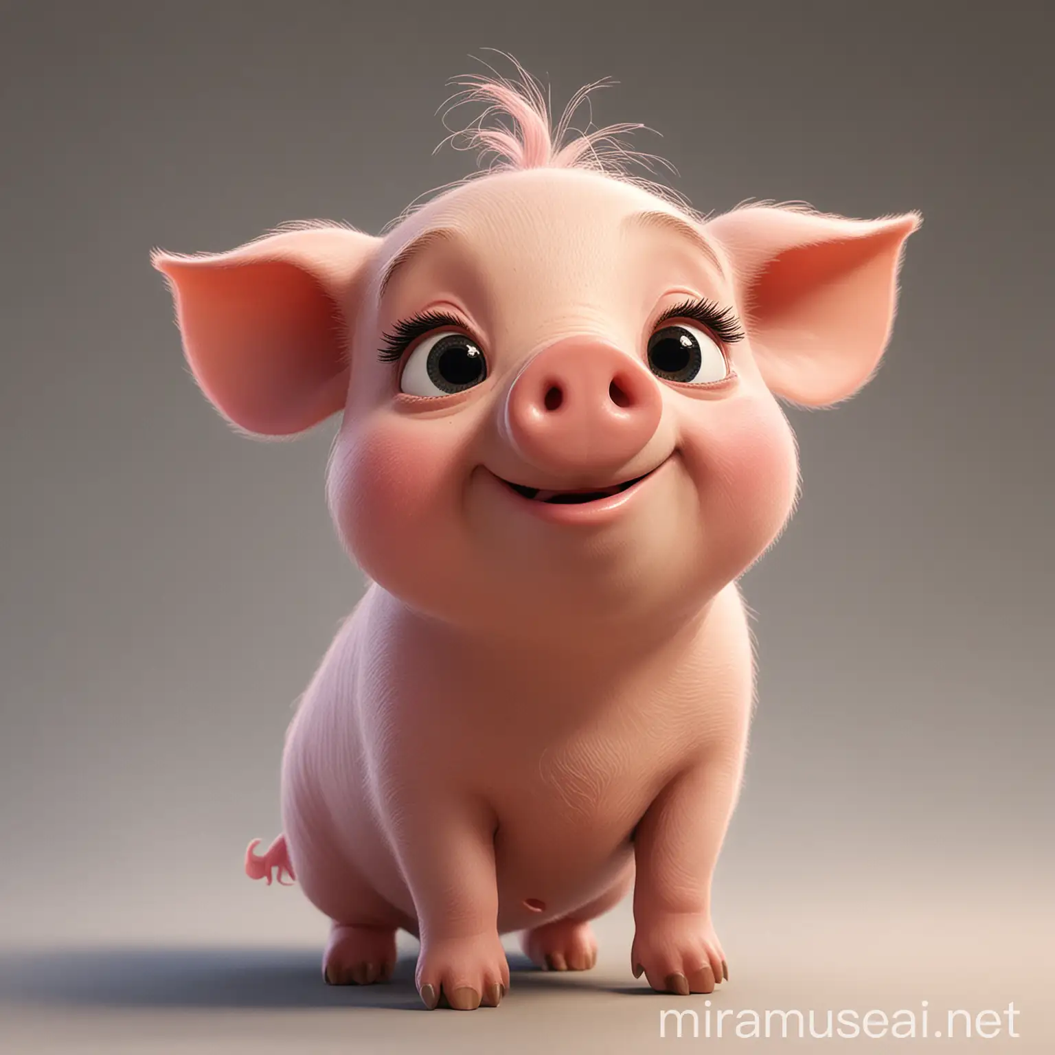 lovely pig，disney pixar style