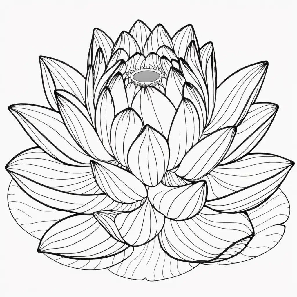 Tranquil Lotus Flower Drawing on White Background