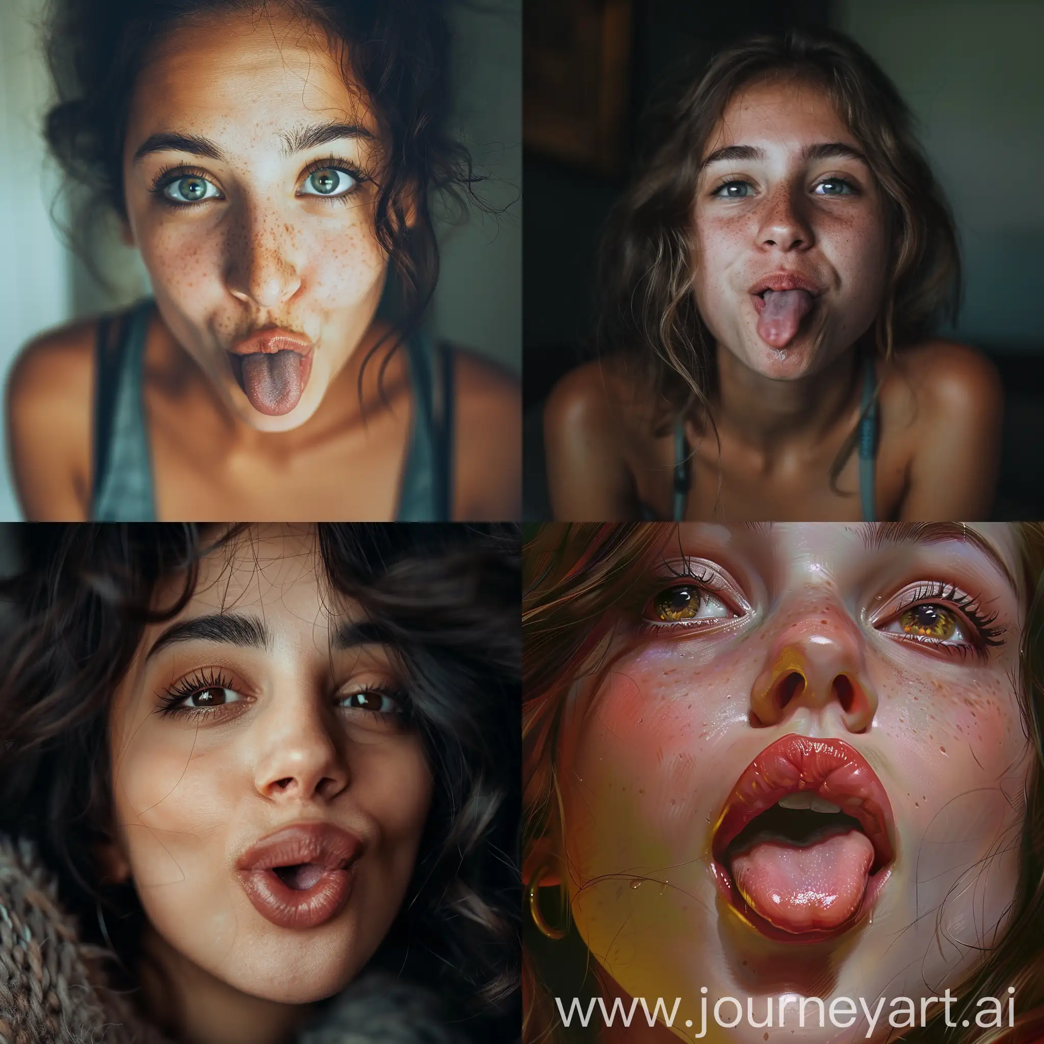 Playful-Beautiful-Woman-Sticking-Out-Tongue-and-Looking-Up