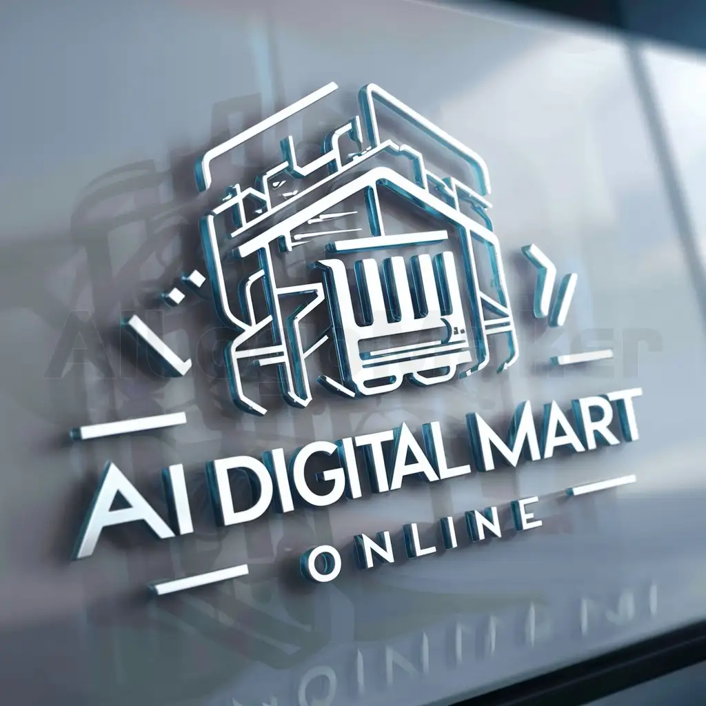 LOGO-Design-for-AI-Digital-Mart-Online-Futuristic-3D-Logo-Featuring-Website-Shop-Online