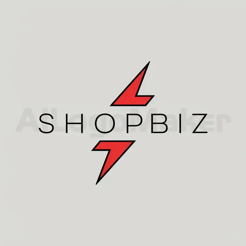a logo design,with the text 'ShopBiz', main symbol:Lightning,Minimalistic,be used in Others industry,red background