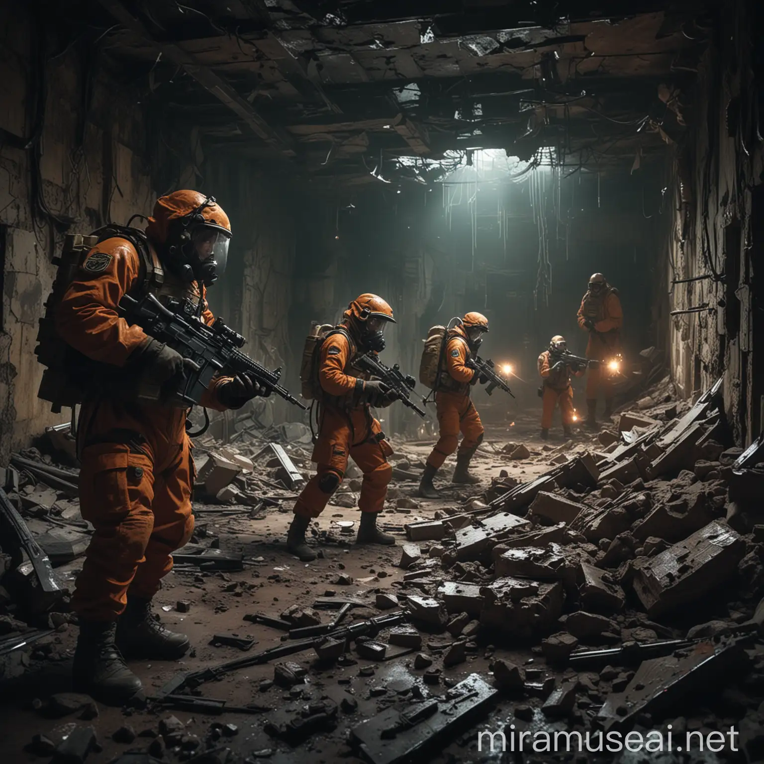 Exploring Cracked Ancient Laboratory Ruins with Soldiers in Hazmat Suits