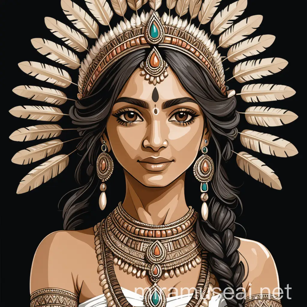 Indian Style Goddess Portrait on Black Background