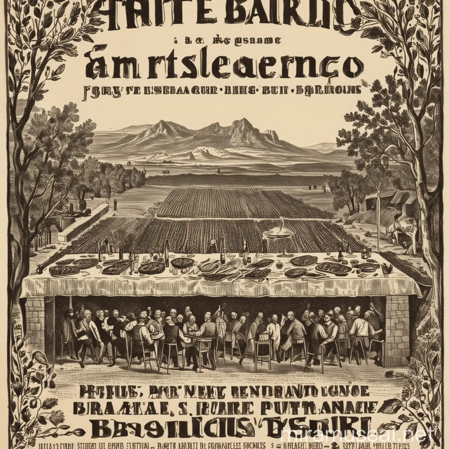 affiche d'annonce d'un banquet organisé par "centrale terroir" avec un barbecue
