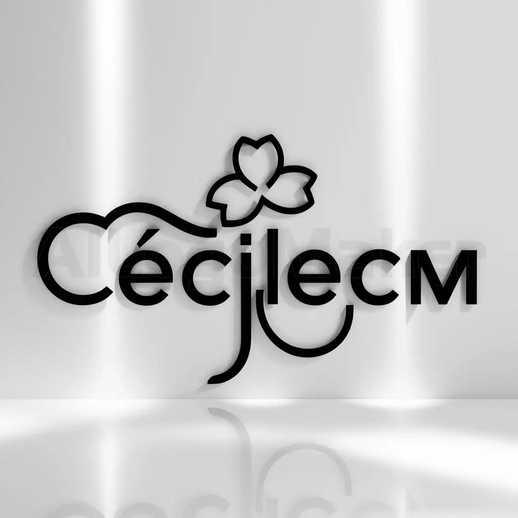 a logo design,with the text "cécileCM", main symbol:flower,Minimalistic,clear background