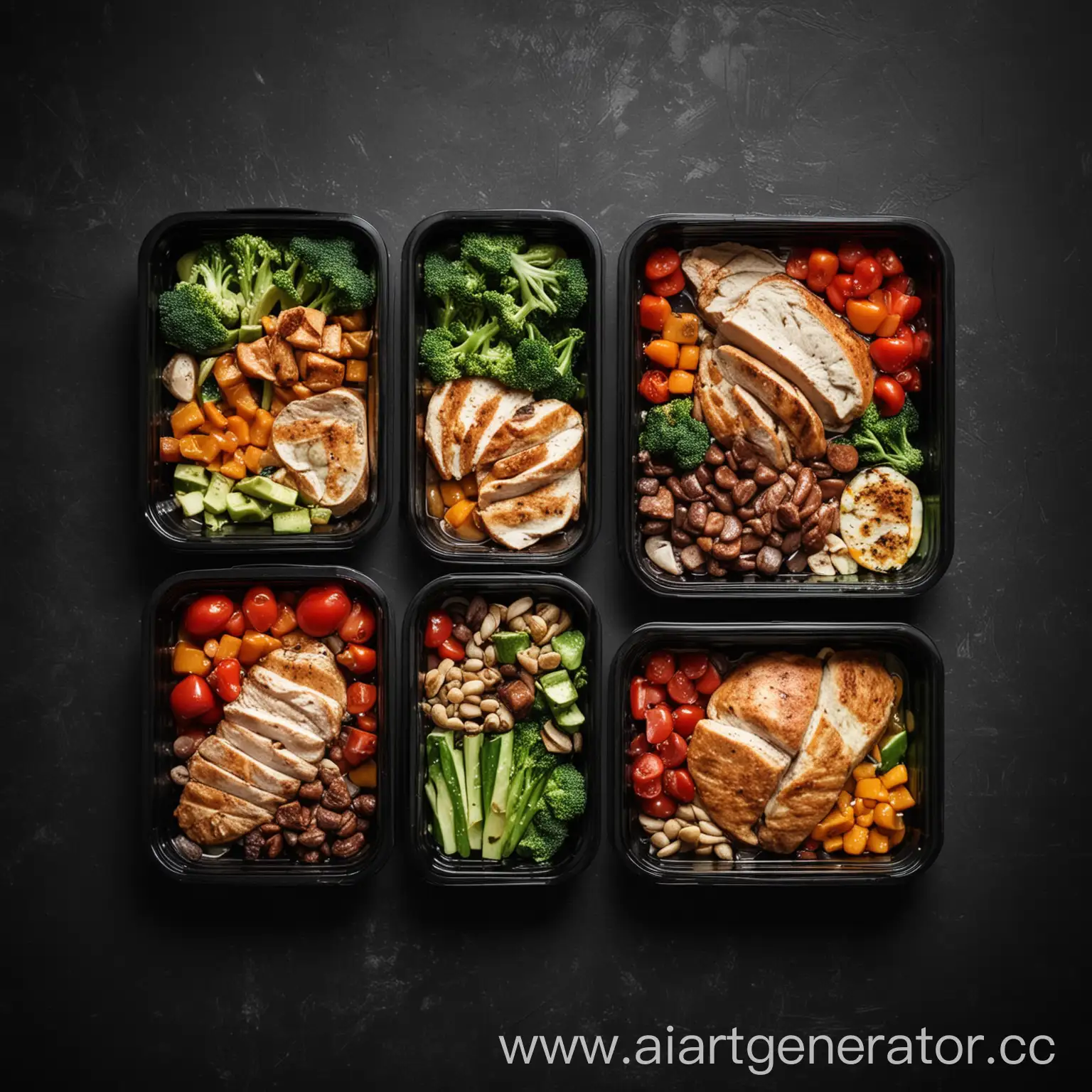 Proper-Nutrition-Meal-in-Black-Containers-on-Dark-Table