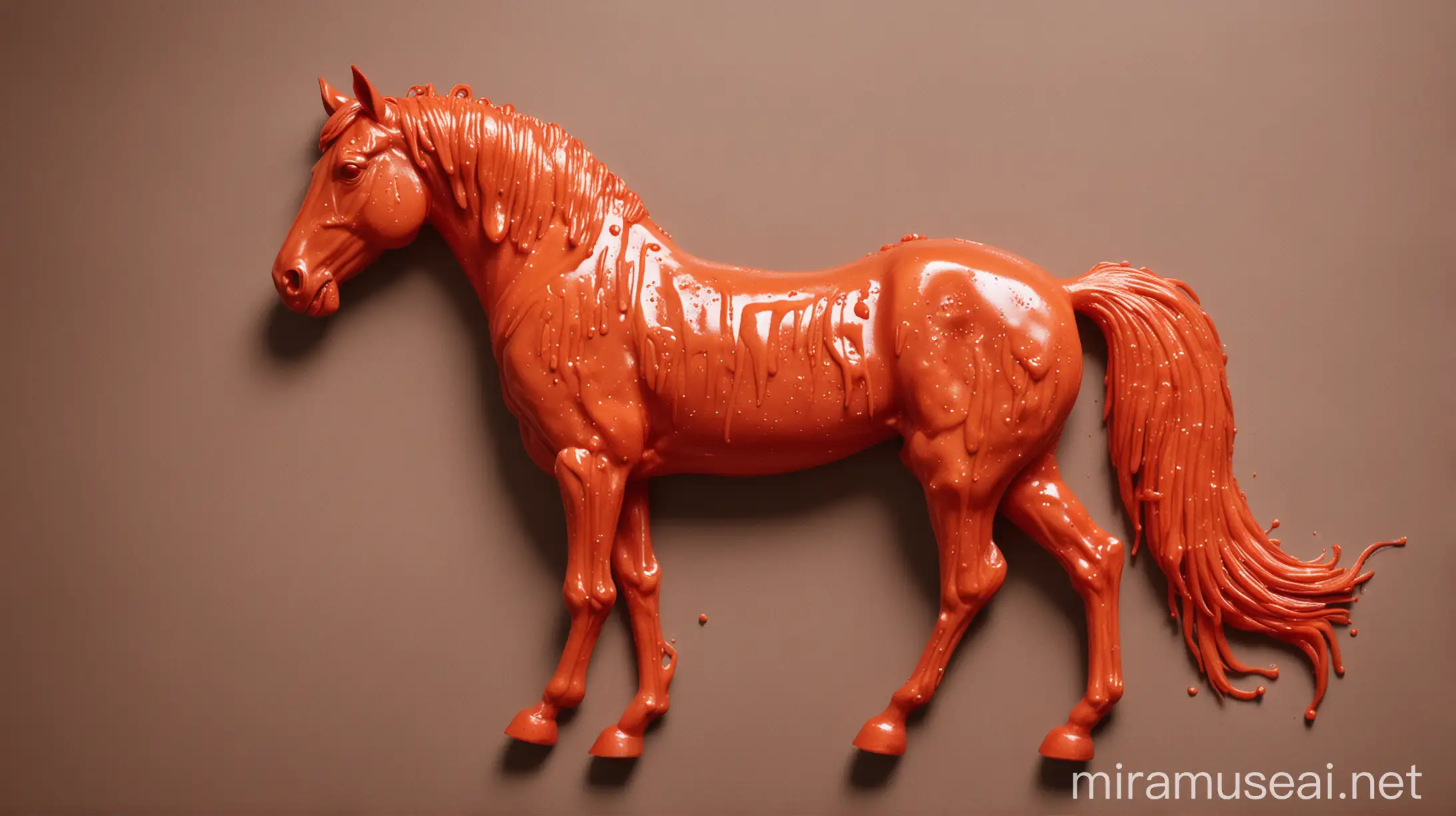A horse made of ketchup
